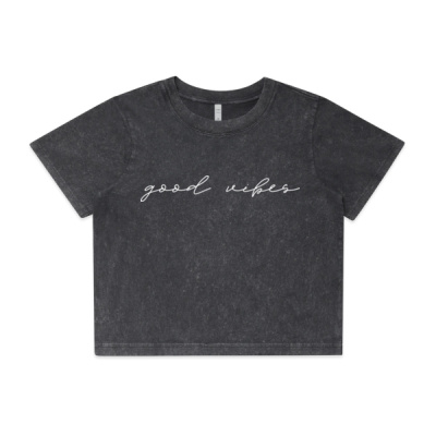 Good Vibes Heavy Cropped Tee (Stone Wash) Thumbnail